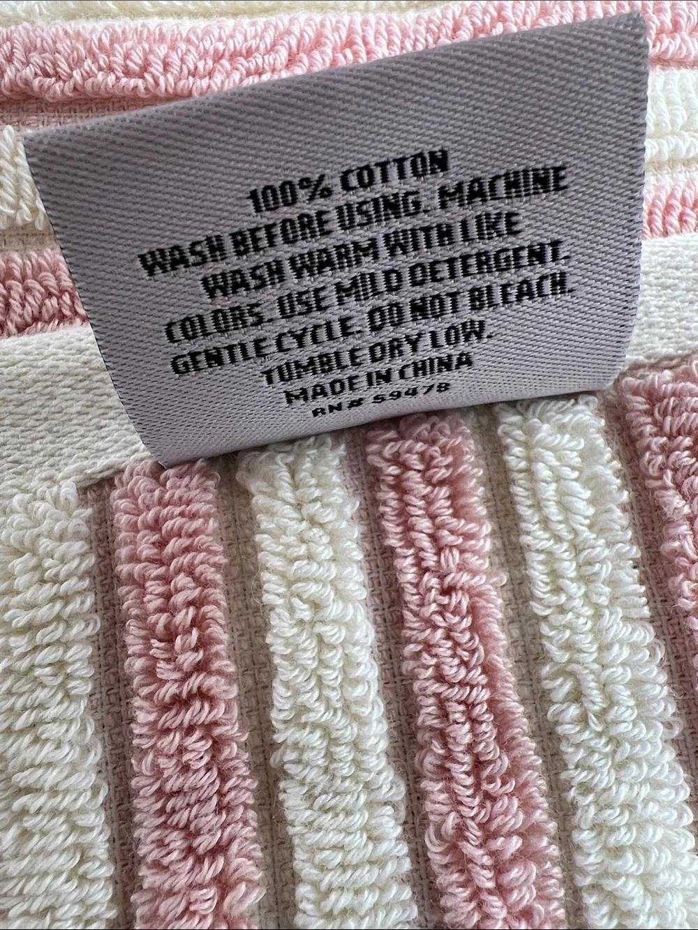 8 Pc Rachel Zoe Bath Towels Set Pink Cream Striped Soft 100% Cotton NEW